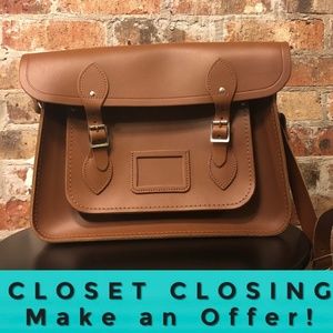 NWOT Cambridge Satchel Company camel leather bag